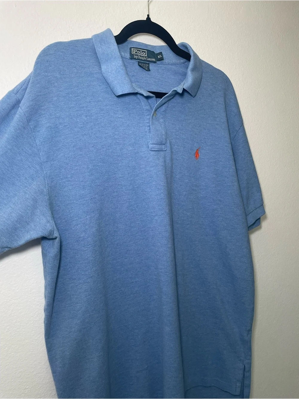 Polo Ralph Lauren Blue Polo Shirt XL Orange Pony